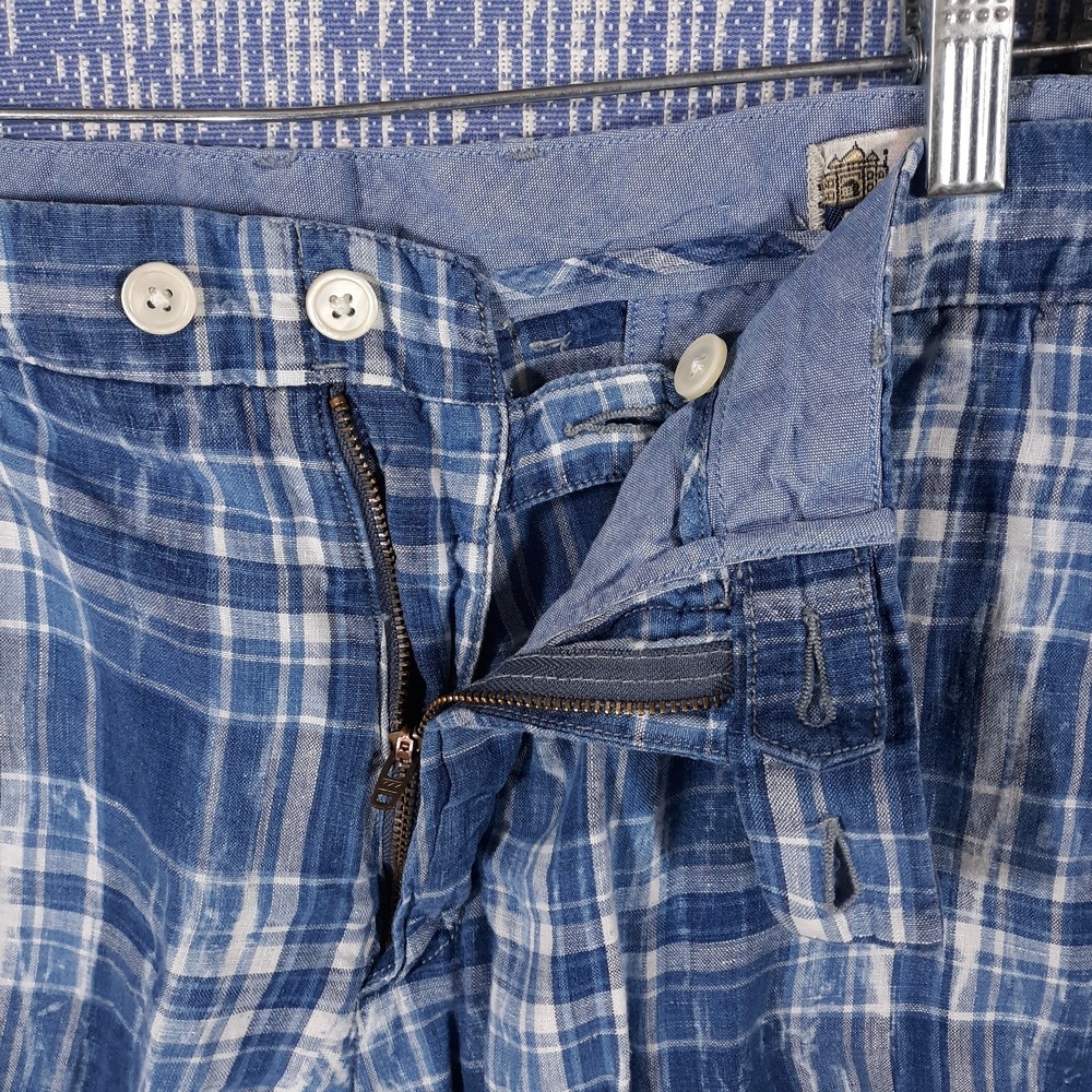 Polo Ralph Lauren Linen Shorts Mens 34 x 8 Classic Fit Madras Plaid Blue - Picture 4 of 14